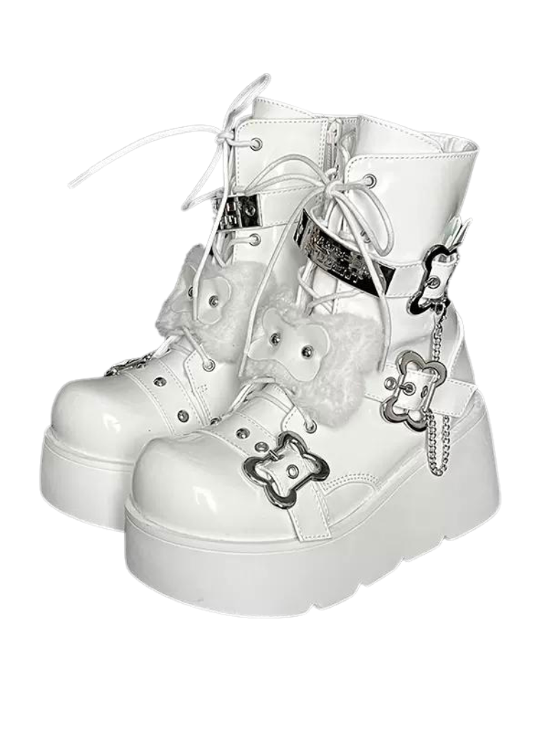 Bone Short Denim Toe Round Small Boots Platform