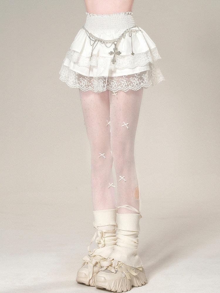 レーススカートトリム ホワイト グラマラス ティアード