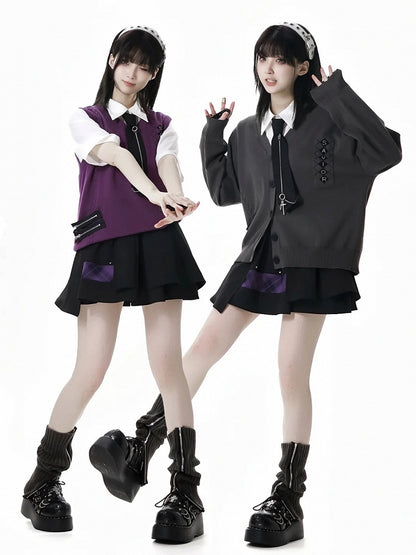 White Criss-Cross Strap Cross Short Sleeves Shirt with Charm Free Tie