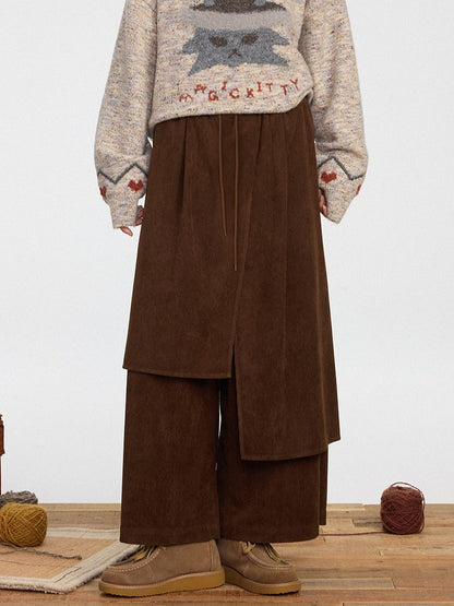Asymmetrical Cut Pants 3 Wide-leg Design Colors