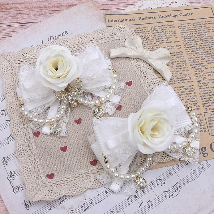 Floral Color Kei Pearl Hairclip 6 Options Chain Jirai Bowknot