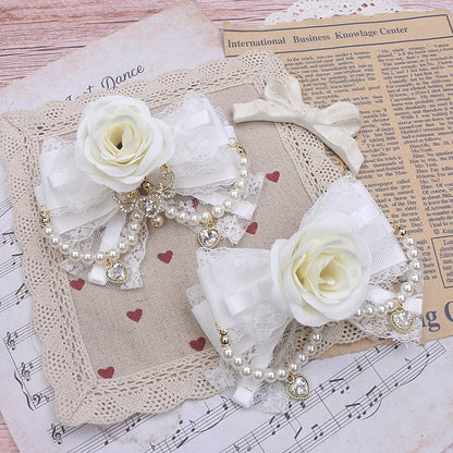 Floral Color Kei Pearl Hairclip 6 Options Chain Jirai Bowknot