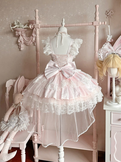 Pink Balletcore Princess Lolita Corset JSK with Lace Trim - Windsor Sweet Dream