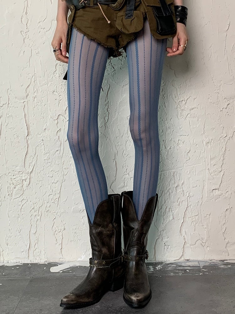 Strumpfhose Streifenmuster 6 Optionen Y2K Farbe