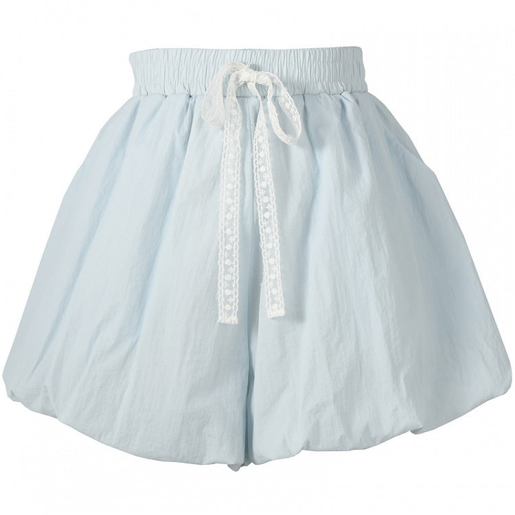 Blaue Bubble Yume Kawaii Spitzenshorts mit Kordelzug
