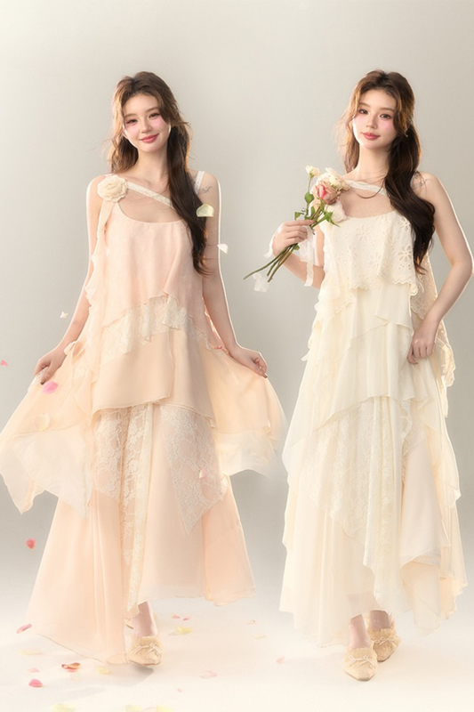 ロゼル イレギュラー ドレス ロング マルチレイヤー ヘビースカート