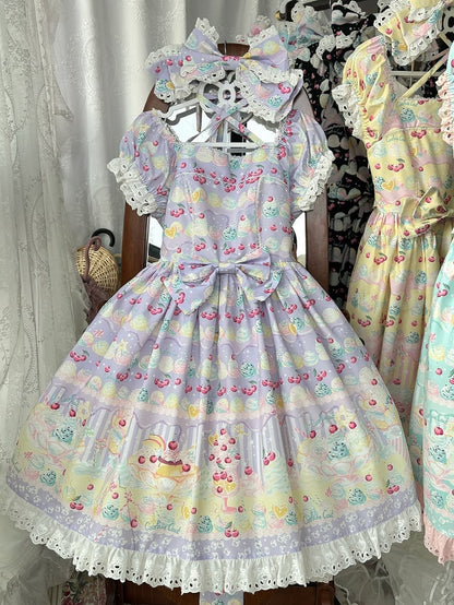 Kirsche und Eiscreme Lila Sommer Süßes Lolita Kleid