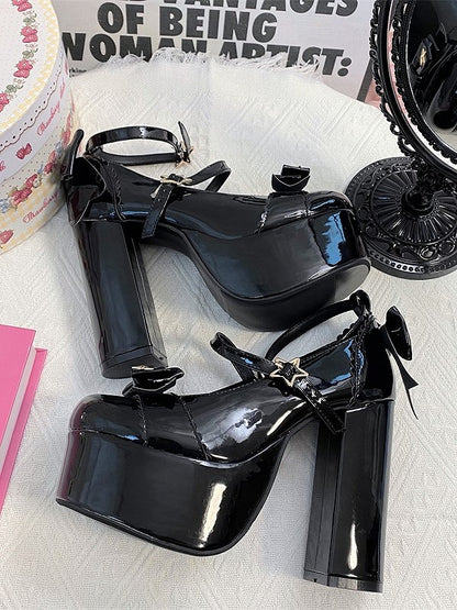 Jane Elegant 12cm with Shoes Black Mary Lolita High-heel Bow Accents Star