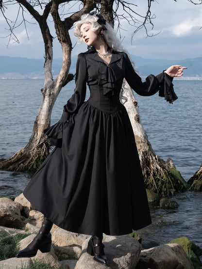 Waist High Gothic M Boned Skirt for Black Lolita Clearance 62-76cm - Aristocrat Size