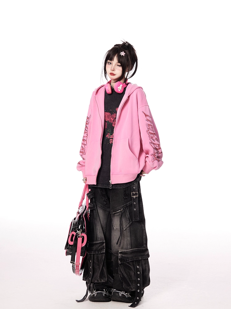 Rose Print Black Faded Wash Distressed Oversize T-shirt Red