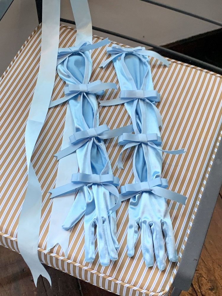 Blaue Bowknot Handschuhe Vintage