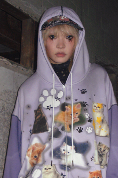 Buntes Sweatshirt Spray Cat Art