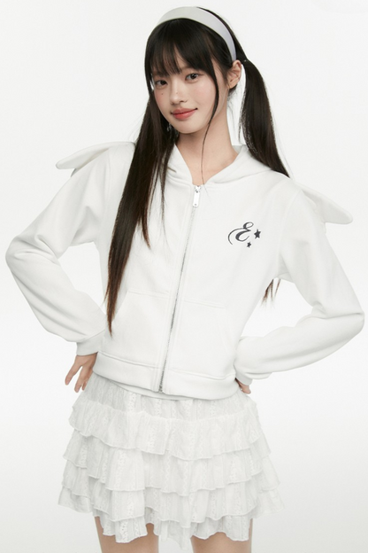 Angel White Wings Kurzer Kapuzenpullover mit Kapuze