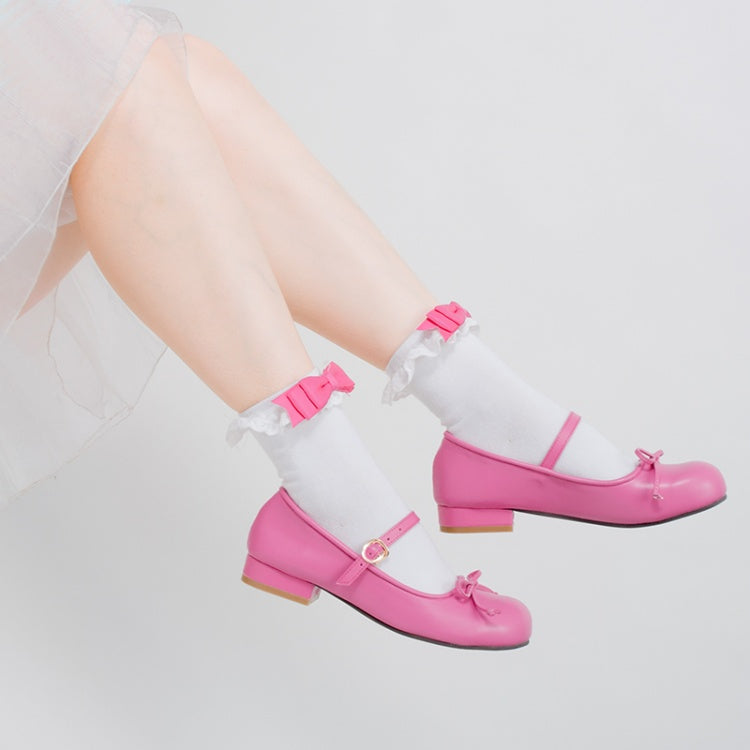 Pink/Black Bowknot  Sweet Lolita Socks