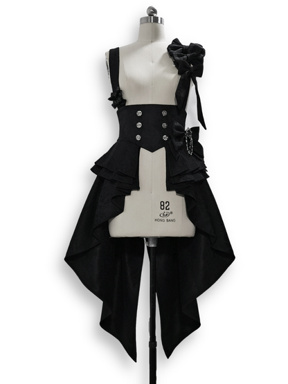 Träger Jacquard Bunny mit Korsett Schwarz Schleppe Bowknot Theater