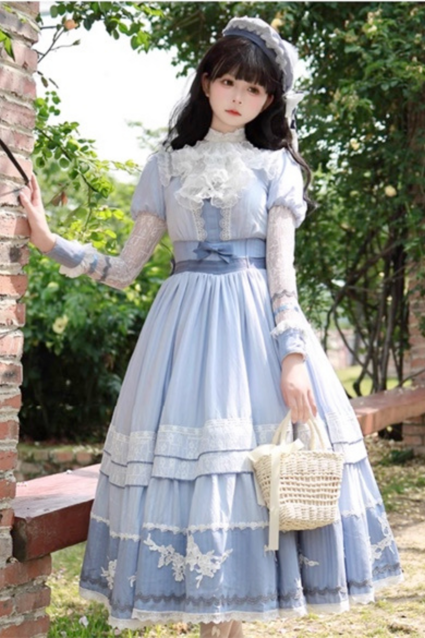 Stickerei Reservierungen Lolita Süßes Kleid Blau