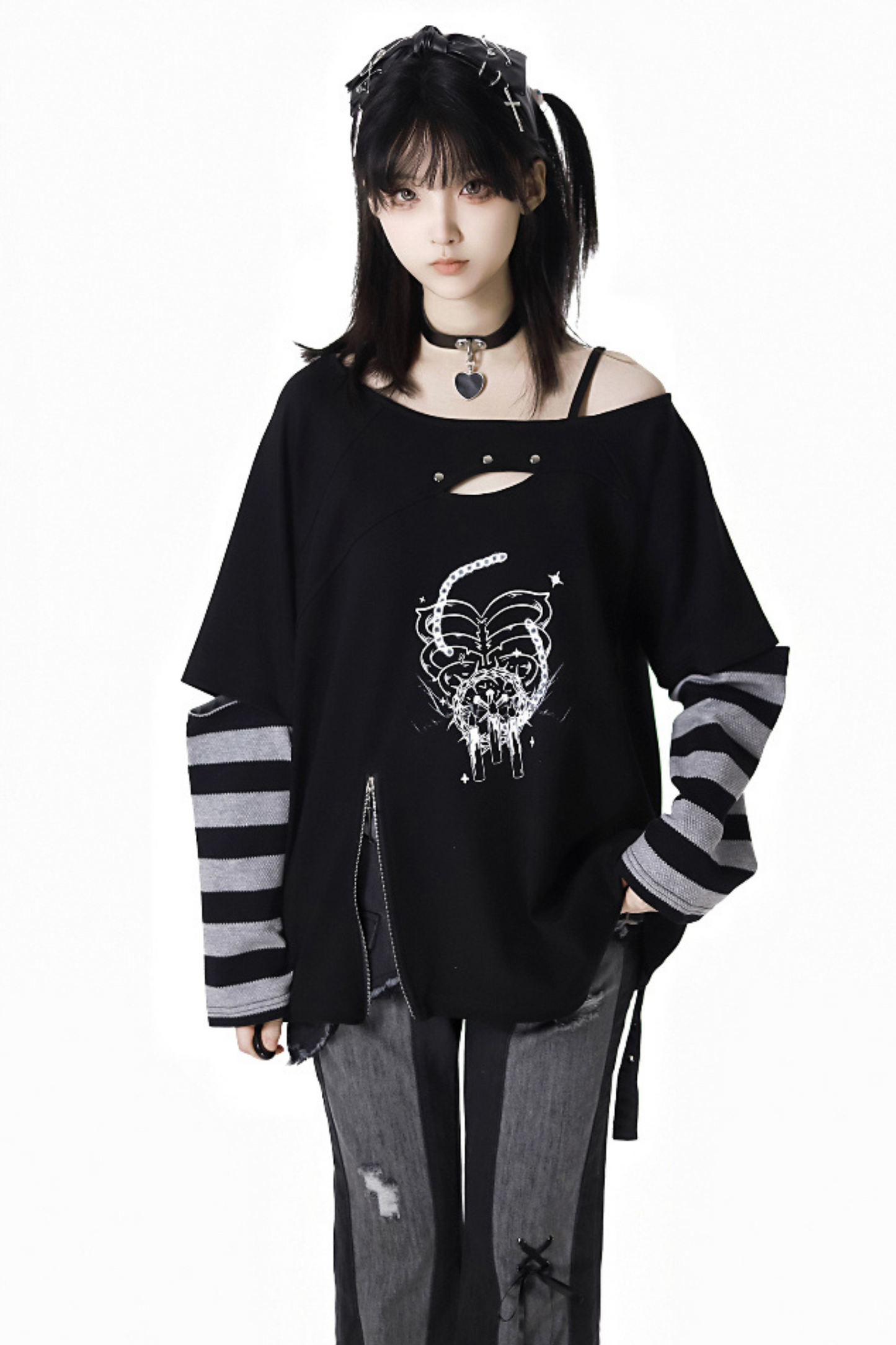 パッチワーククールボーダートップススリーブ