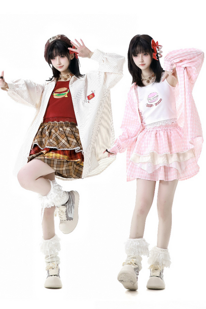 トップケーキ オーバーシャ​​ツ ノースリーブスカート +