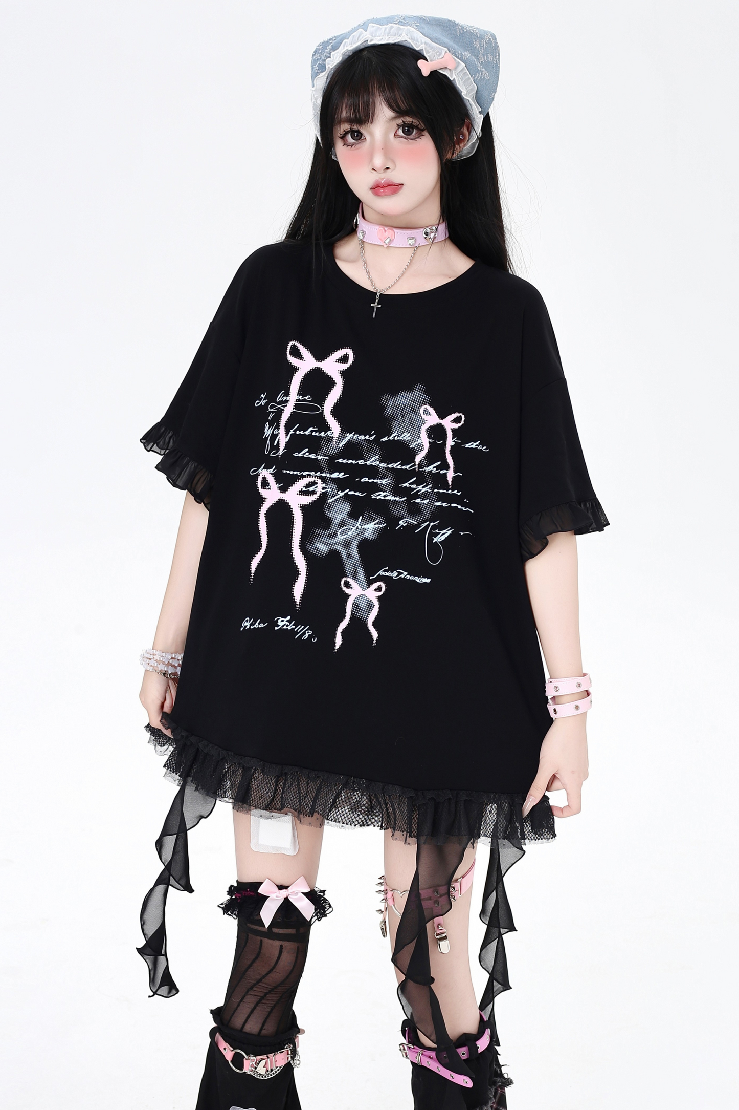 ベルトリボン Tシャツと合わせてゆったり