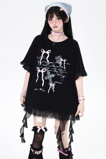 ベルトリボン Tシャツと合わせてゆったり