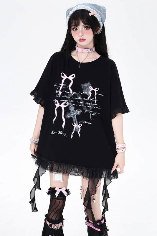 ベルトリボン Tシャツと合わせてゆったり