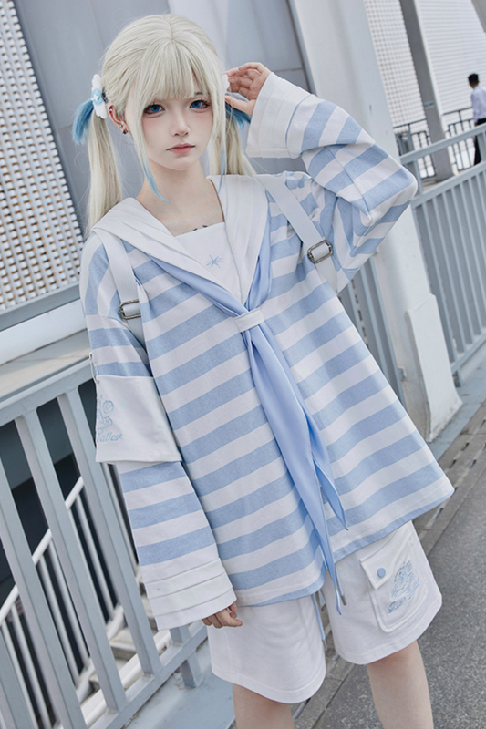 Angel Half Collar Sailor Item Reserved Pants + Subculture Tops Neighborhood👼 Striped