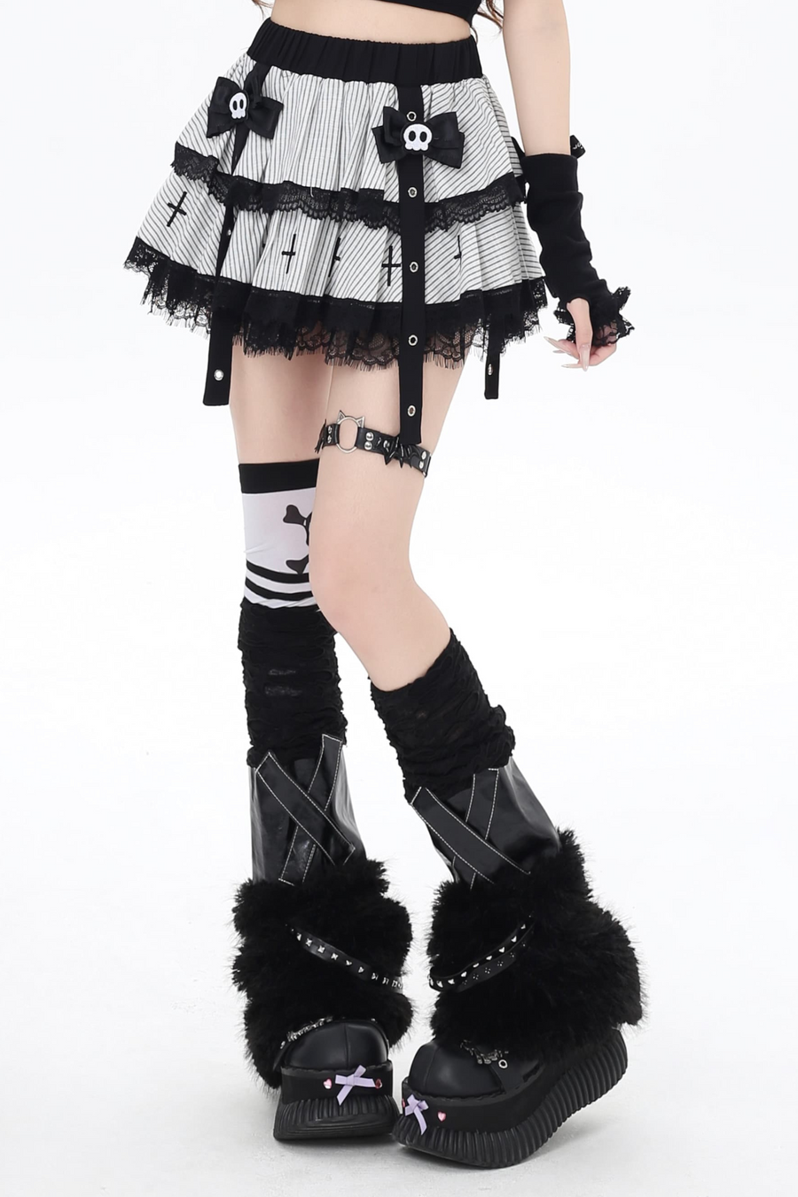 Punk Skirt Puff Mine Striped Cake Girl