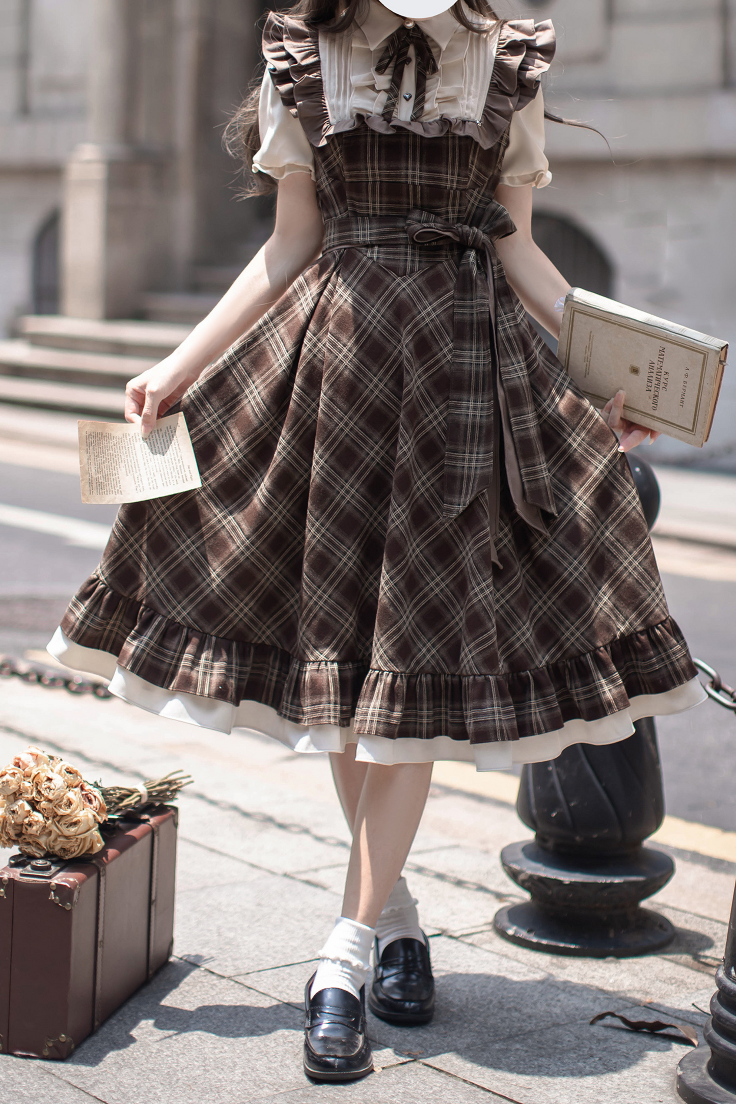 Ribbon + Retro Dress Check Tie Flared