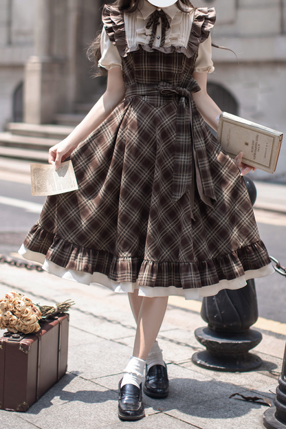 Ribbon + Retro Dress Check Tie Flared