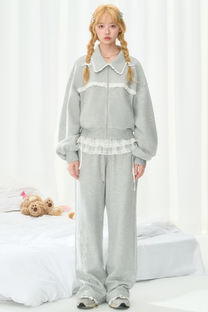 Sweatshirt Lässig Girly Lace Setup