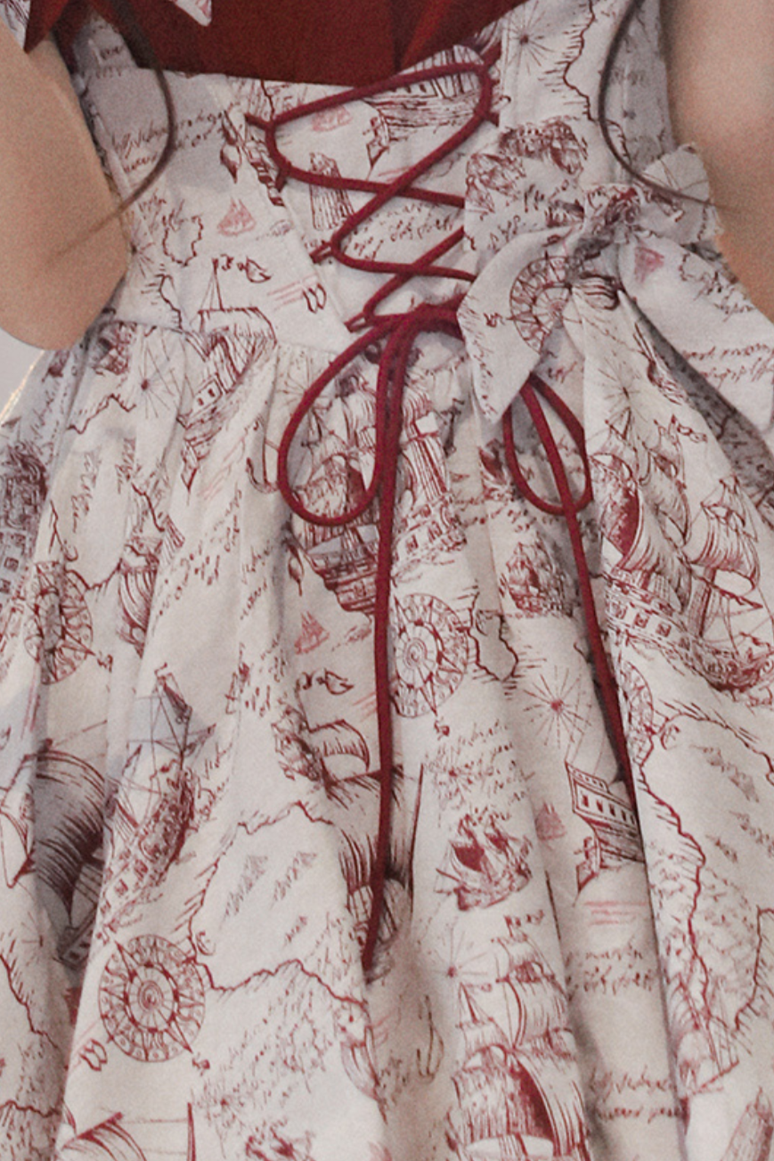 ジャンパースカート＋シャツスリーブアイテム）バルーンワインパフレッド（予約販売）