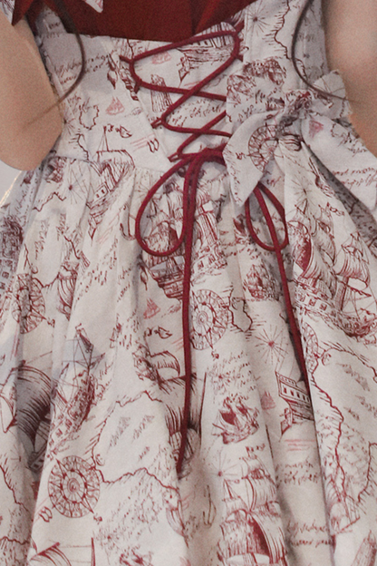 ジャンパースカート＋シャツスリーブアイテム）バルーンワインパフレッド（予約販売）