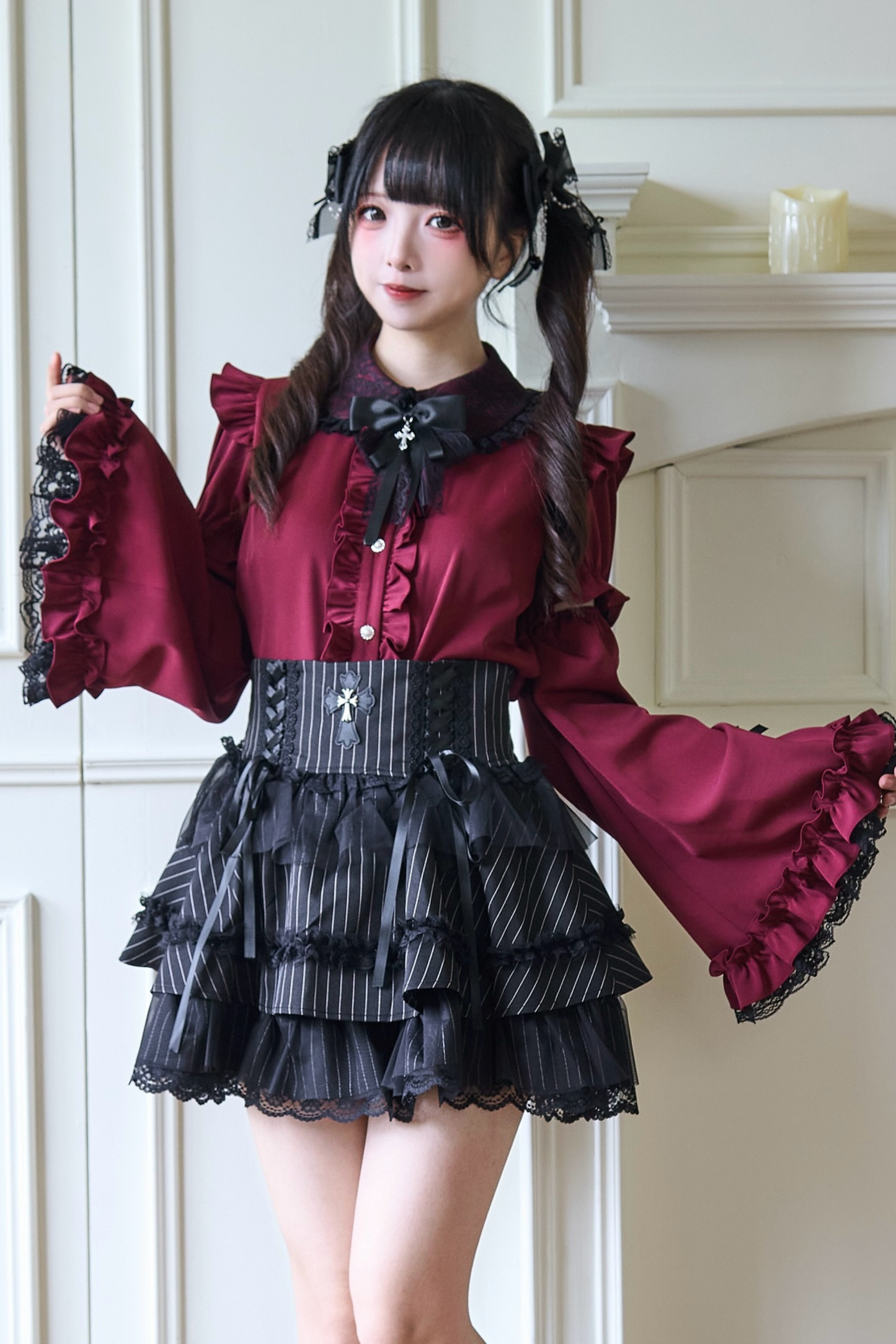 Gothic Lace Sleeve Blouse Wide
