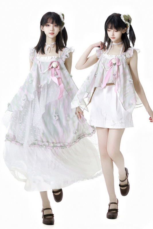 ショートパンツ + ブリス フローラル ノースリーブ トップ ドレス