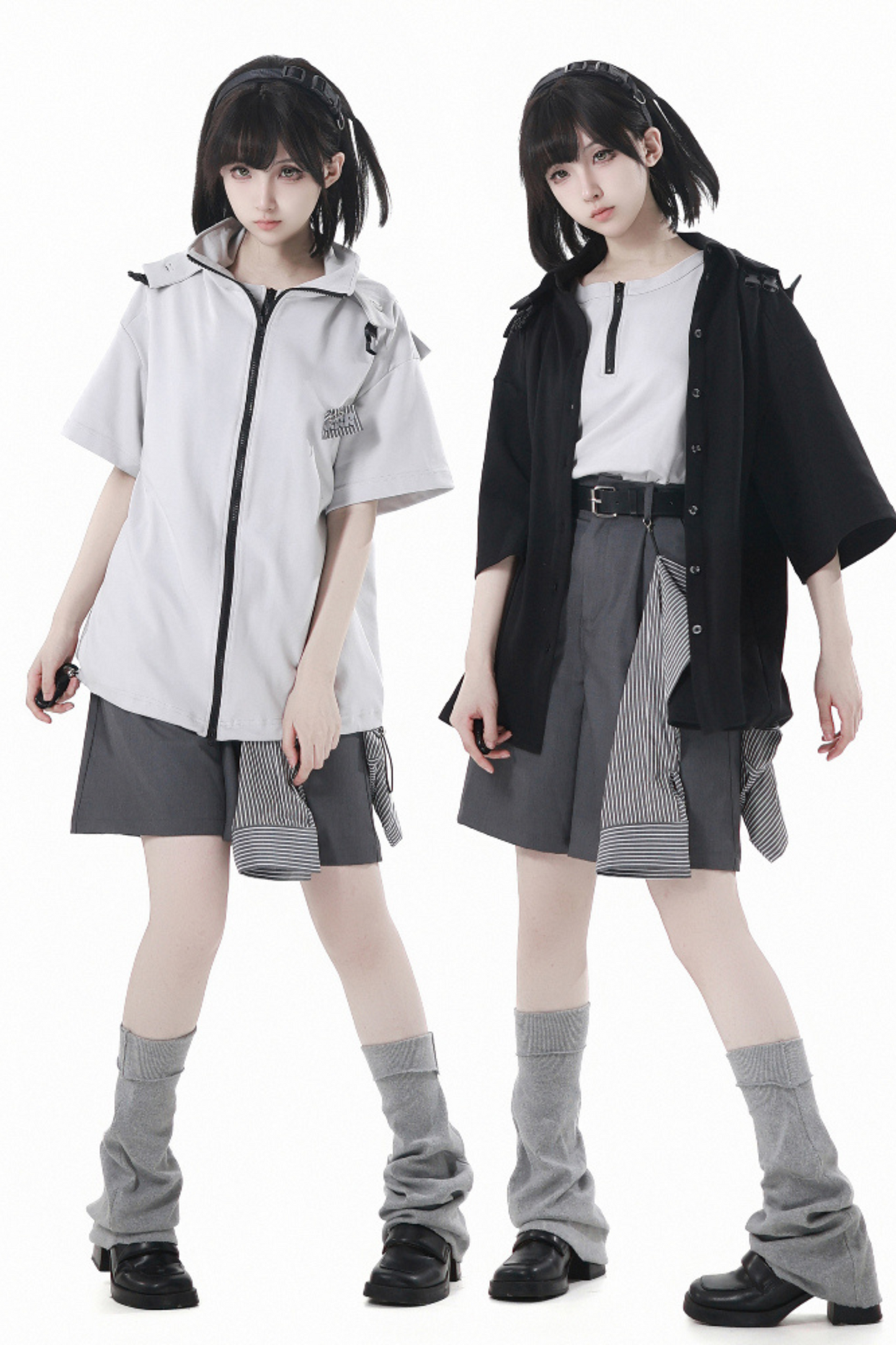 hooded pants top jacket Mode half vest sleeveless +