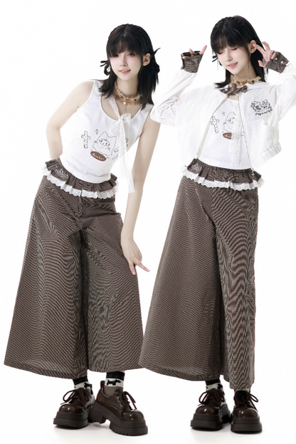 フーディーパンツ ワイド ノースリーブ トップス +