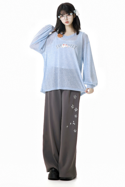 ワイドパンツ ゆったりとした軽いトップス +