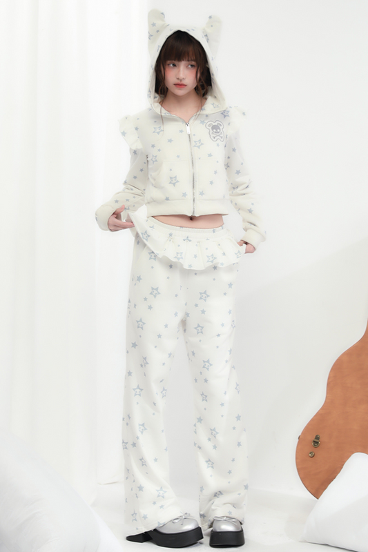 Animal Pants Loose Hoodie Kapuzenohr + Rüsche