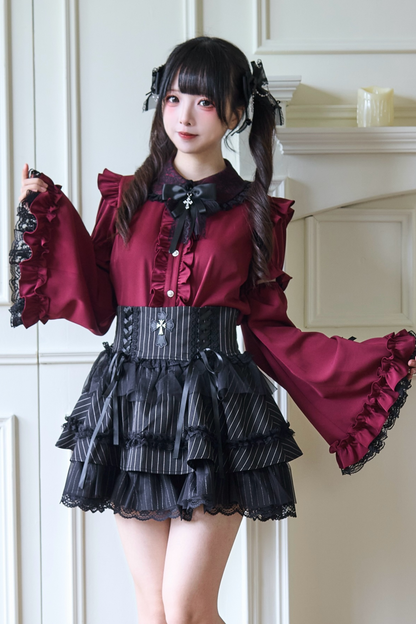 Sleeve Wide Blouse Gothic Lace