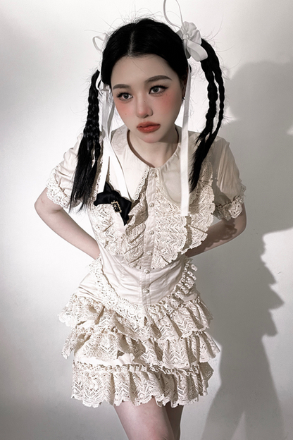 フリルシャツケーキスカートレース+