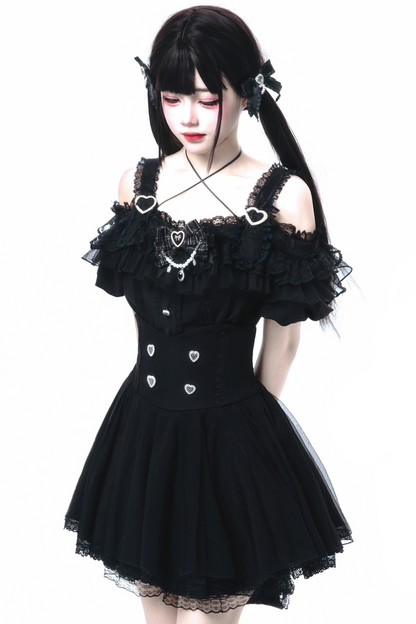 オフショルダーマインフレア+スカートリボン予約トップス