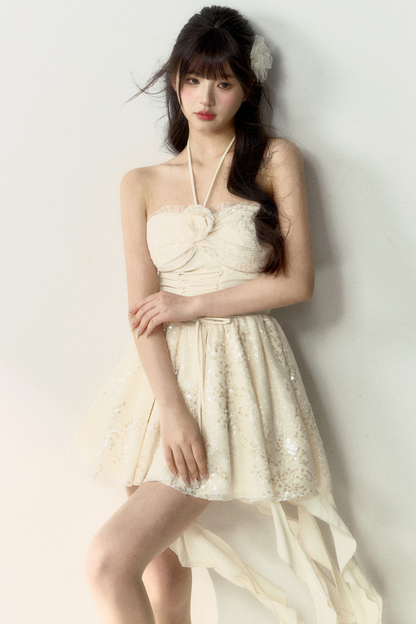 Neckholder-Bankettkleid mit sanftem Pailletten-Ausschnitt