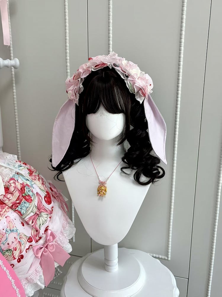 Lolita Blau Pink Gelb Weiß / Haarband Hasenohren