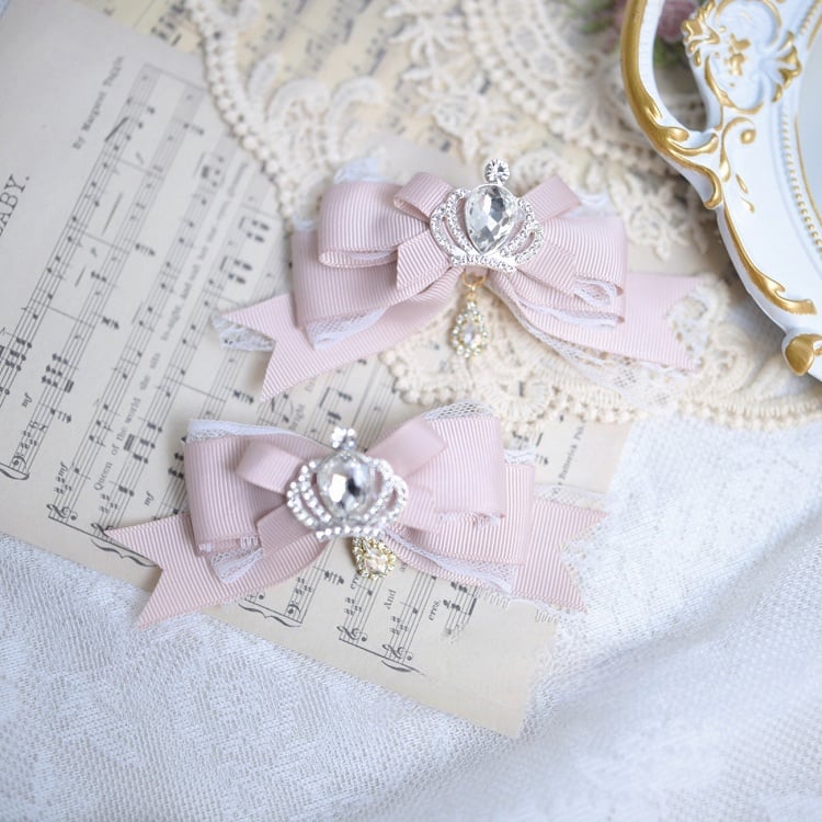 Crown 3D Colors Hair 4 Bow Rhinestone Kei Jirai Lace Clip