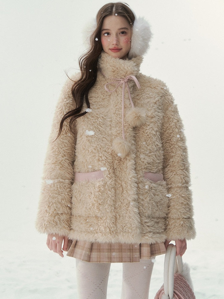 Eco-Friendly Fur Sweet Coat Double-Sided Blue
