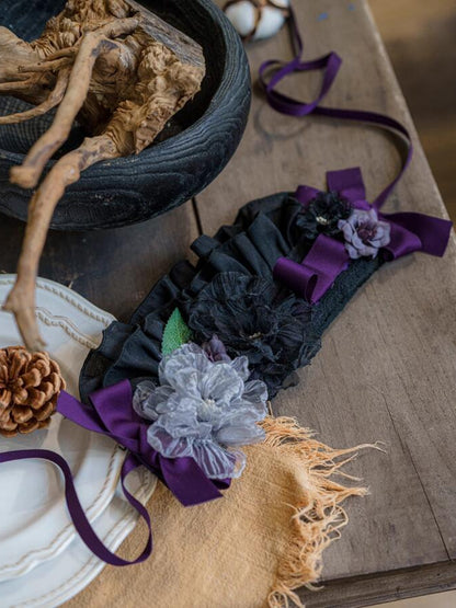 Design Hairband / Floral Black Beige