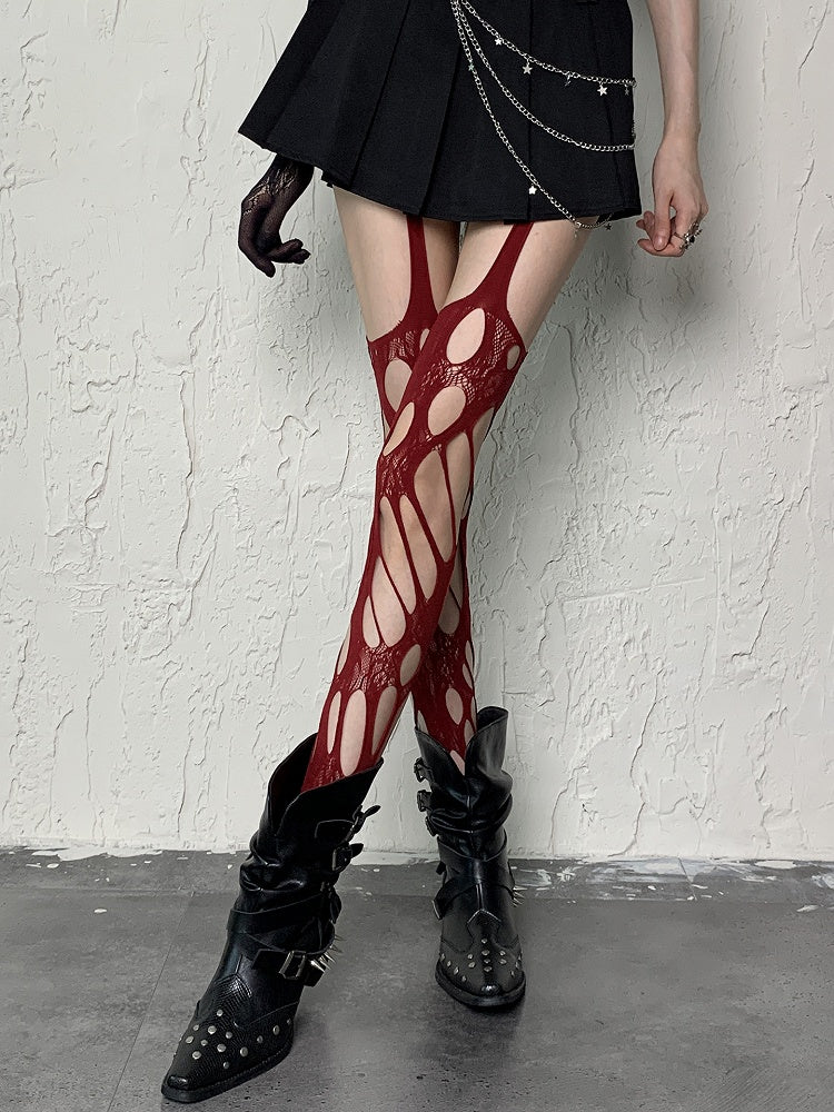 Design Y2K Red/Black Tights Cut-out