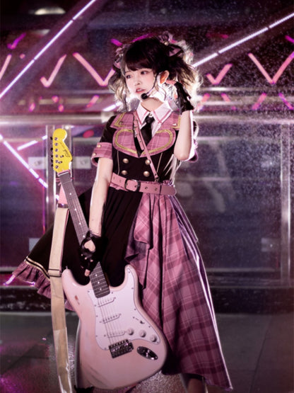 Idol Lolita – Rosa karierter Gürtel mit Zugschnalle