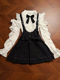 Black Jirai Pleated Overall Skirt Kei