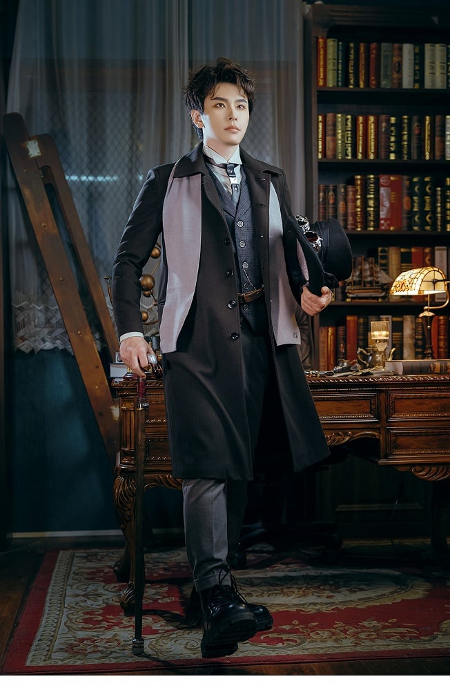 コート スチームパンク ブラック 取り外し可能なケープ